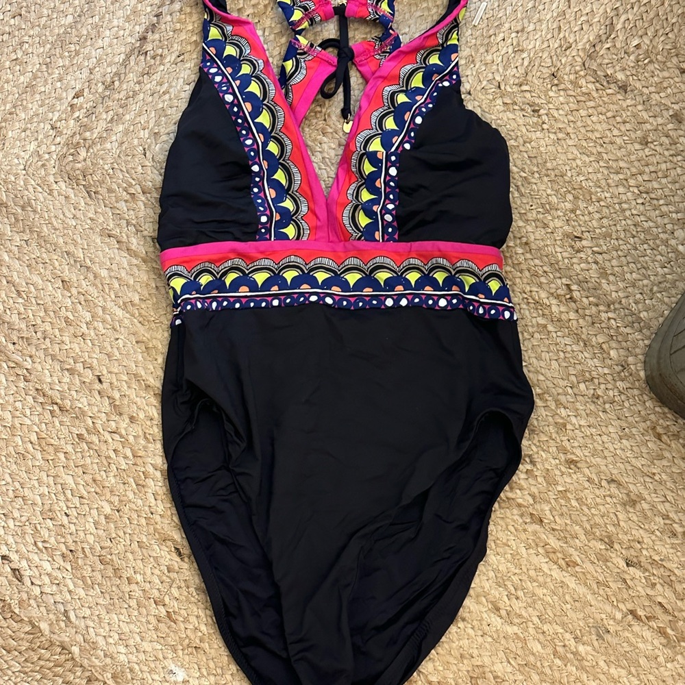 Trina Turk Black and Pink One Piece Swimsuit